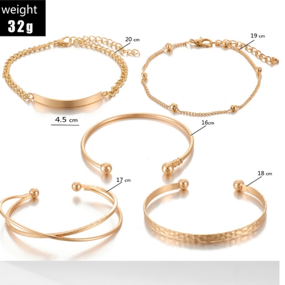 Fashionable Gold Plated Bracelet Bangle 5 Pieces - Picture 5 of 5